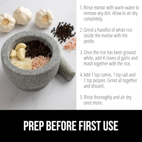 image for GORILLA GRIP Heavy Duty Mortar and Pestle Set with Slip Resistant Base