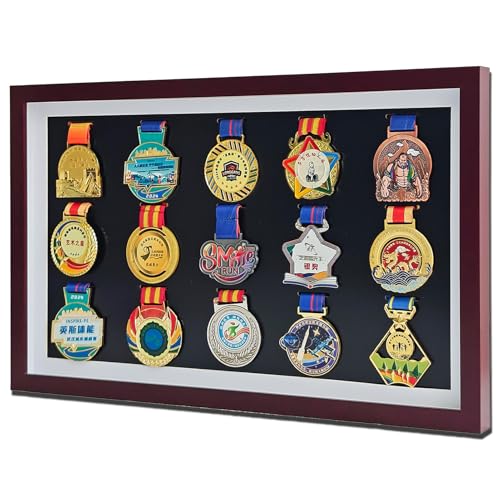 QIANSIHUANG Marathon Medal Display, 15 Medals Display Case Shadow Box Frame by QIANSIHUANG - Used condition - CA$64.25