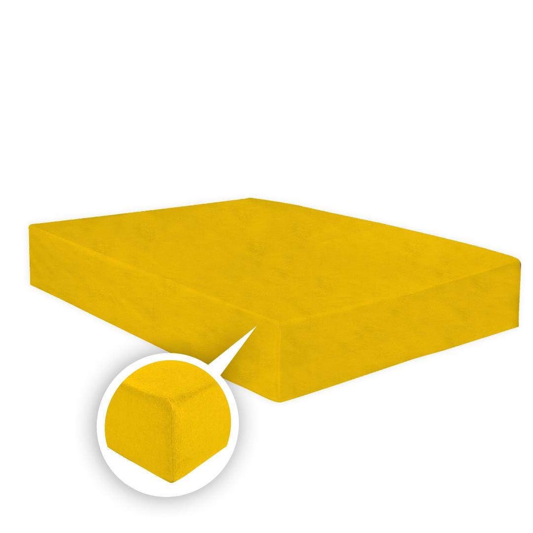 Ar Textile Mustard 100% Brushed Cotton Thermal Flannelette Fitted Sheet 25Cm/10 In, Warm Luxury Sheets In 7 Colors (, Super King)