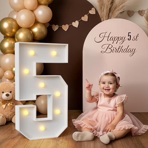 Mixifox Marquee Numbers 2.3 Feet Tall, Large Light up Numbers 5 for Decor