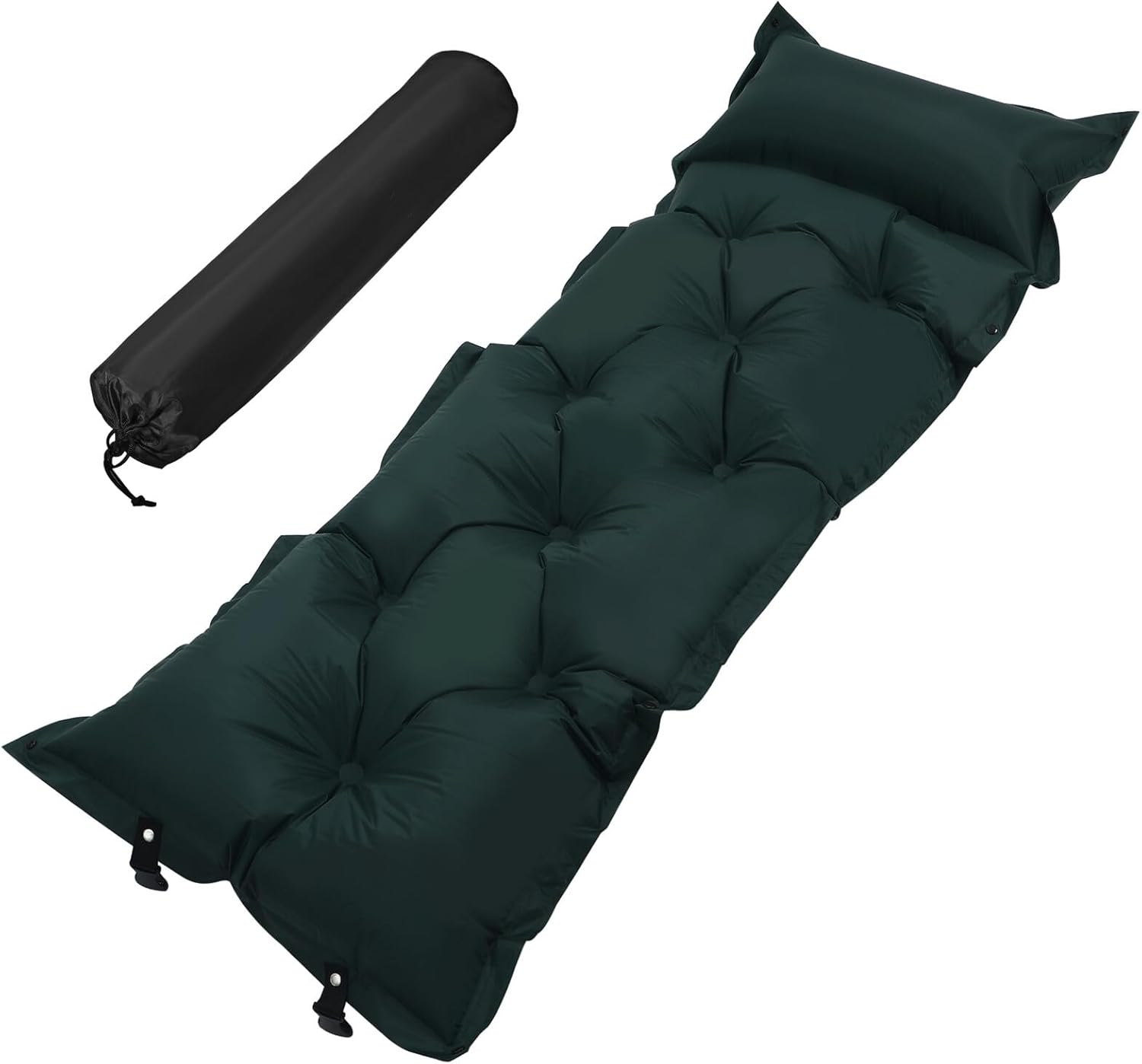 Camping Self-Inflating Sleeping Pad Military Green 185x60x2.5cm Portable Inflatable Air Mattress for Outdoor Hiking Backpacking