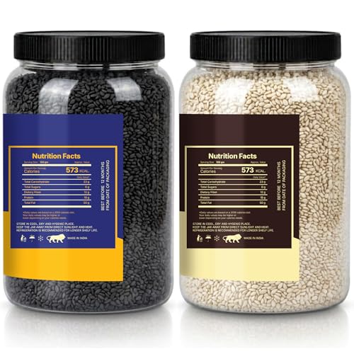 Image of LILA DRY FRUITS White & Black Sesame Seeds Combo Pack 200 Gms x 2 | Raw Til Seeds Mix for Cooking, Baking, Roasting & Daily Healthy Nutrition Perfect for Laddu, Tilkut, Chikki and Kitchen Use