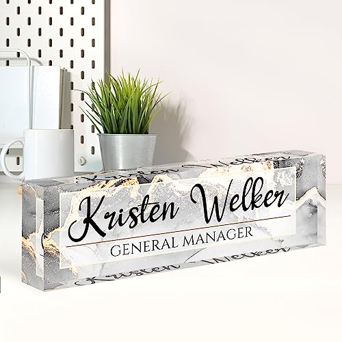 Image of Name Plate for Desk, Desk Name Plate Personalized, Office Decor for Women Men, Acrylic Desktop Accessories, Office Gifts for Boss Nurse Teacher Coworker, Employee Appreciation Gift (Silver /Gold)