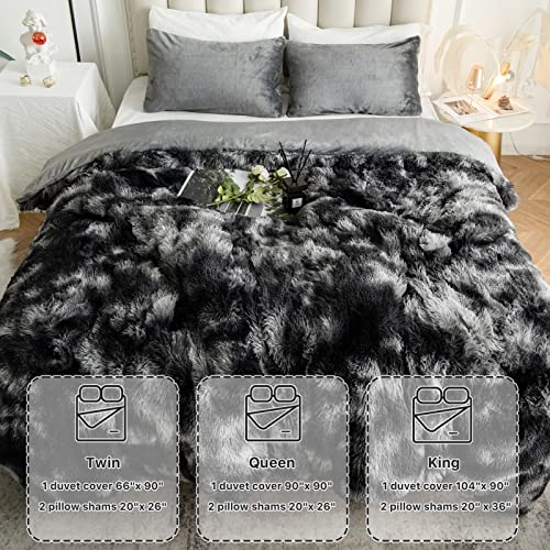 Choshome Plush Shaggy Duvet Cover Queen Size, 3 Pcs Fluffy Comforter Fuzzy Flannel Bedding Sets thumb #5
