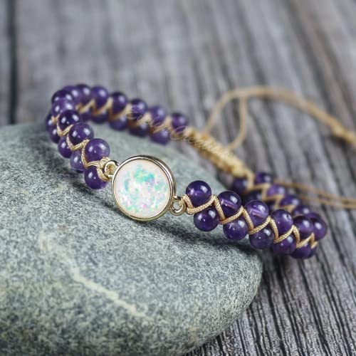 Sofiacreations Beaded Bracelets For Women Boho Natural Handmade Crystal Wrap Bracelet Jewelry (Amethyst) #TOP2