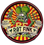  plaque decorative rat fink our hero 30cm tole ronde kustom kulture