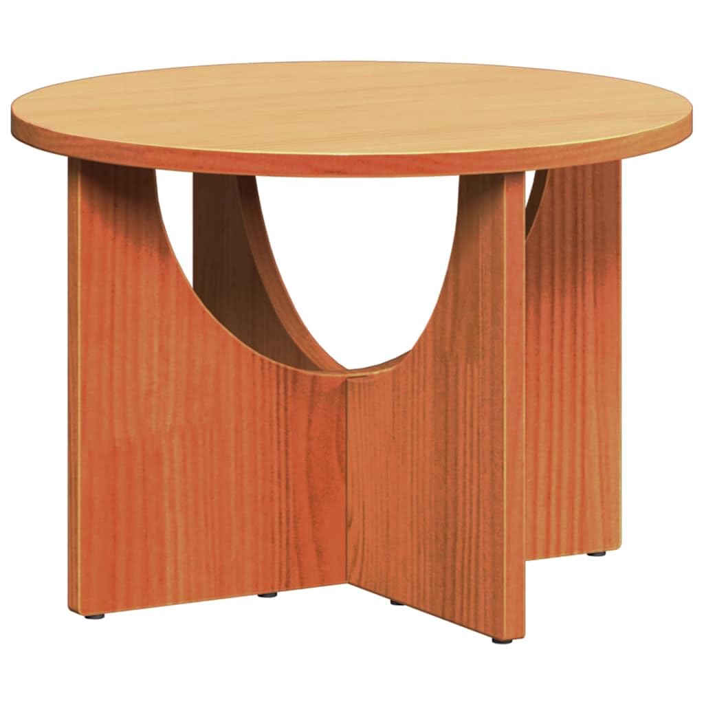 Mesa de centro redonda marrón cera de madera maciza de pino 50 x 50 x 35 cm, mesa de salón estable para bebidas y libros, mesa de sofá versátil para el hogar