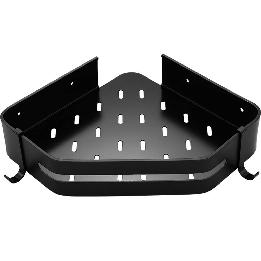 Étagère de douche en aluminium noir mat antirouille pour angle de bain