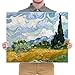 Wieco Art Wheat Field with Cypresses by Van Gogh Classic Oil Paintings Reproduction Modern Landscape Canvas Prints Artwork on Canvas Wall Art for Living Room Home Office Decorations