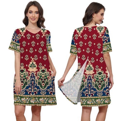 Image of Hospital Gowns for Women Open Back Tear Away Snap Post shoulder Dress Short Sleeve Soft Adaptive Clothing with Pockets