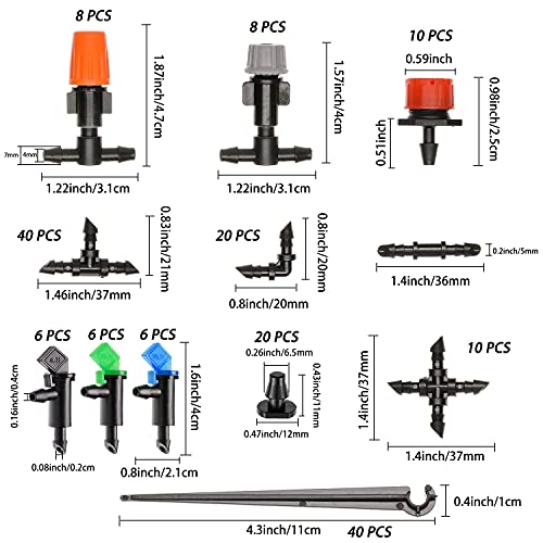 image for CESTAME 190 Pcs Barbed Connectors Irrigation Fittings Kit,Drip Irrigat