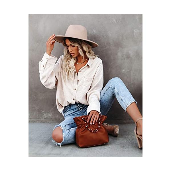 MIHOLL-Women-Corduroy-Long-Sleeve-Button-Down-Collared-Shirt-Jacket-Tops MIHOLL Womens Corduroy Button Down Shirts Casual Long Sleeve Jacket Oversized Boyfriend Blouses Tops with Pockets