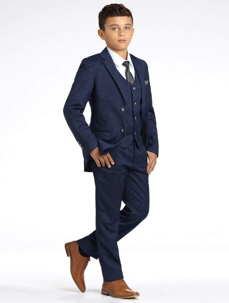 Jungen Karierter dreiteiliger Anzug mit Zwei Knöpfen, Jacke, Weste und Hose