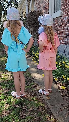 Arshiner Girls Short Sleeve One Pieces Romper Summer Tie Back High Waist Smocked Shorts Jumpsuits Clothes Outfits For 8-9 Years #TOP3
