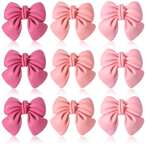 Set de 9 imanes decorativos de lazo rosa