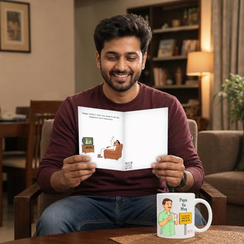 Image of Party Propz Happy Fathers Day Greeting Card and Mug Kit - 2 Pcs Coffee Mug for Dad with Greeting Card, Papa ka Mug, Best Dad Gifts, Fathers Day Gift, Gifts for Papa (Cardstock, Ceramic)