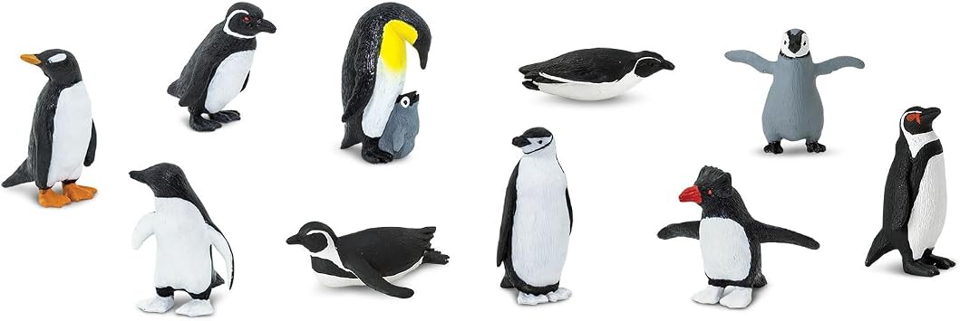 Safari Ltd. Penguins TOOB - Figurines of Gentoo, Humboldt, Chinstrap, Rockhopper, Galapagos, Adelie, Emperor Family, Penguin Chick - Educational Toy Figures For Boys, Girls & Kids Ages 3+