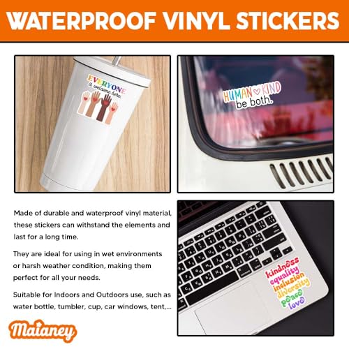 Image of MAIANEY Equality Sticker Pack - 15pcs 3in Human Rights Inclusion Diversity Positive Message Stickers, LGBTQ Equality Decals for Laptop Water Bottle Phone Journal Skateboard