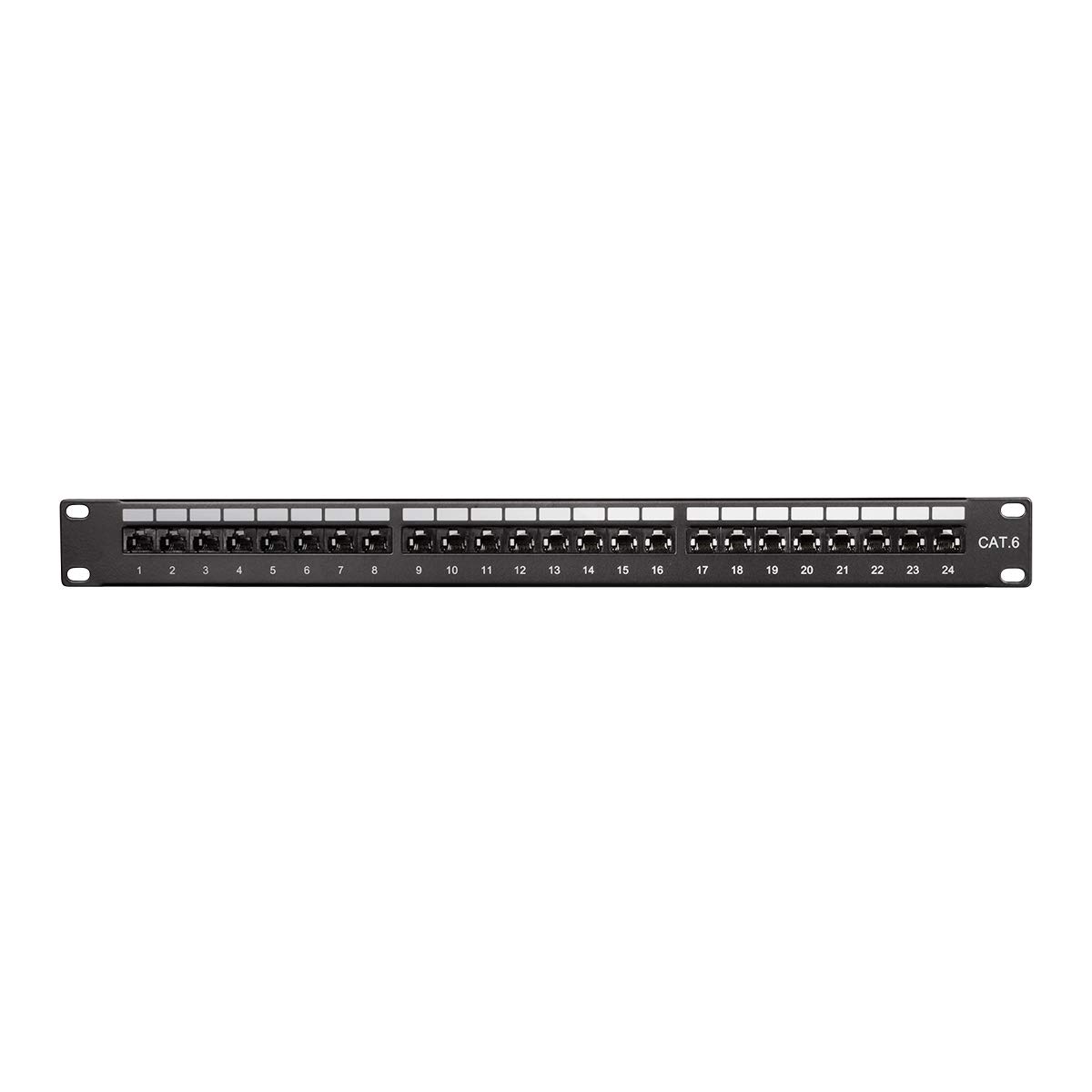 LogiLink Pannello patch Professional PrimeLine Cat.6 (250 MHz) – Pannello di distribuzione, 19", UTP (non schermato) 24 porte (RJ45) – UL elencato + 3P testato!