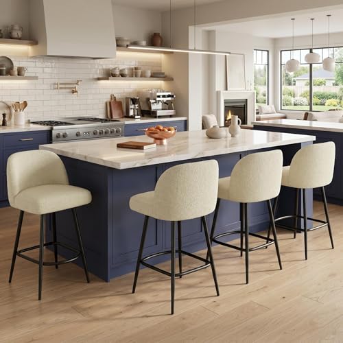 GarveeHome 26'' Bar Stools Set of 4 with Thick Backrest and Seat Cushion