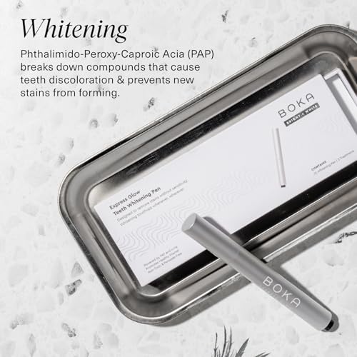 boka whitening express glow teeth whitening pen - powered by pap amp nano-hydroxyapatite - 10 shades whiter within 7 days - easy to use whitener appropriate for sensitive teeth