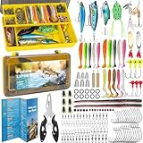 RISEMART 148PCS Angeln Köder Set mit Köderbox - Wobbler, Löffelblinker, Spinner, Jigs, Haken & Zubehör für Süß- & Salzwasser