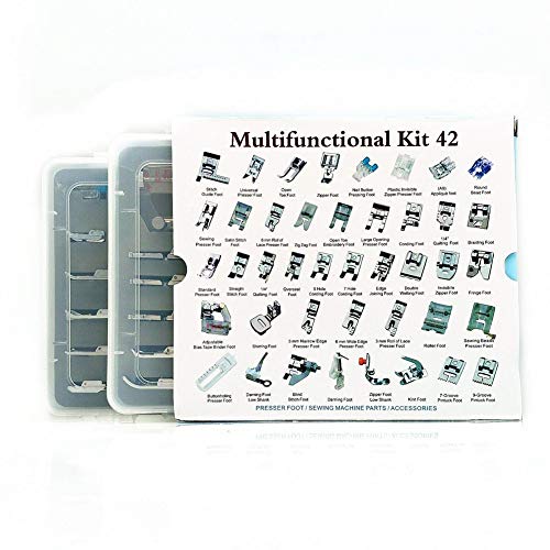 YEQIN Professional Domestic Sewing Foot Presser Foot Presser Feet Set for Singer, Brother, Janome,Kenmore, Babylock,Elna,Toyota,New Home,Simplicity And Low Shank Sewing Machines(42 PCS)