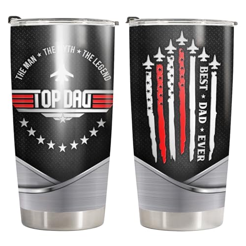 34HD Airforce Gifts, Pilot Dad Tumbler with Lid 20 oz Stainless Steel, Best Dad Ever Mug, Army Navigation Birthday Gifts for Daddy, Men, Grandpa, Husband Christmas Gift