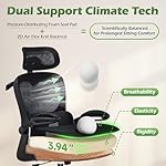 AreShark Office Chair Ergonomic Desk Chairs with Adjustable Lumbar Support& Headrest Hanger, High Back Breathable Mesh Chair with Wheels, Rolling Swivel Comfy Task Computer Chair for Home Work Gaming - Image 5