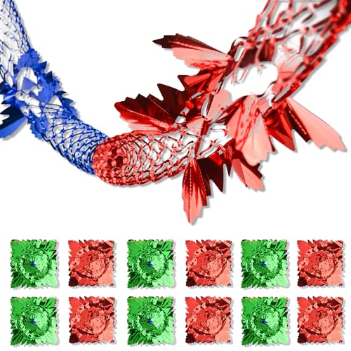 DAQUN 12 Pcs Christmas Ceiling Decorations, Foil Christmas Decorations, 9x12ft Hanging Foil Curtains, Party Backdrops, Multicolor Xmas Holiday Décor for Indoor Outdoor Home Festive Party Supplies