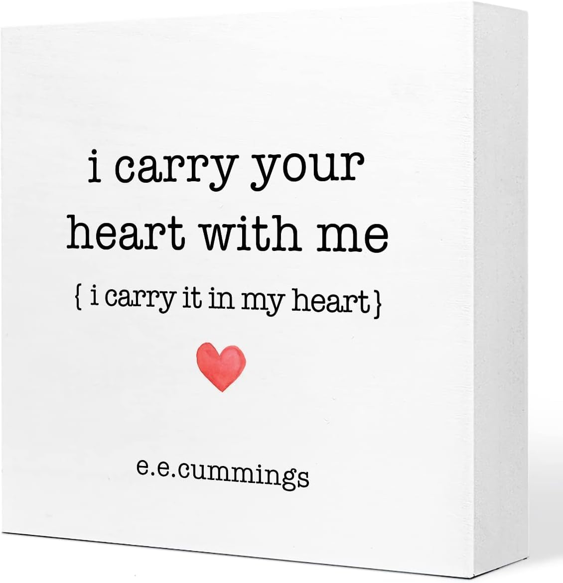 7x7 Inch Wooden Box Sign Heart Quote Farmhouse Table Decor