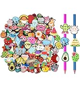50PCS Random Theme Pencil Toppers - PVC Pen Charms For Classroom Rewards & Gifts