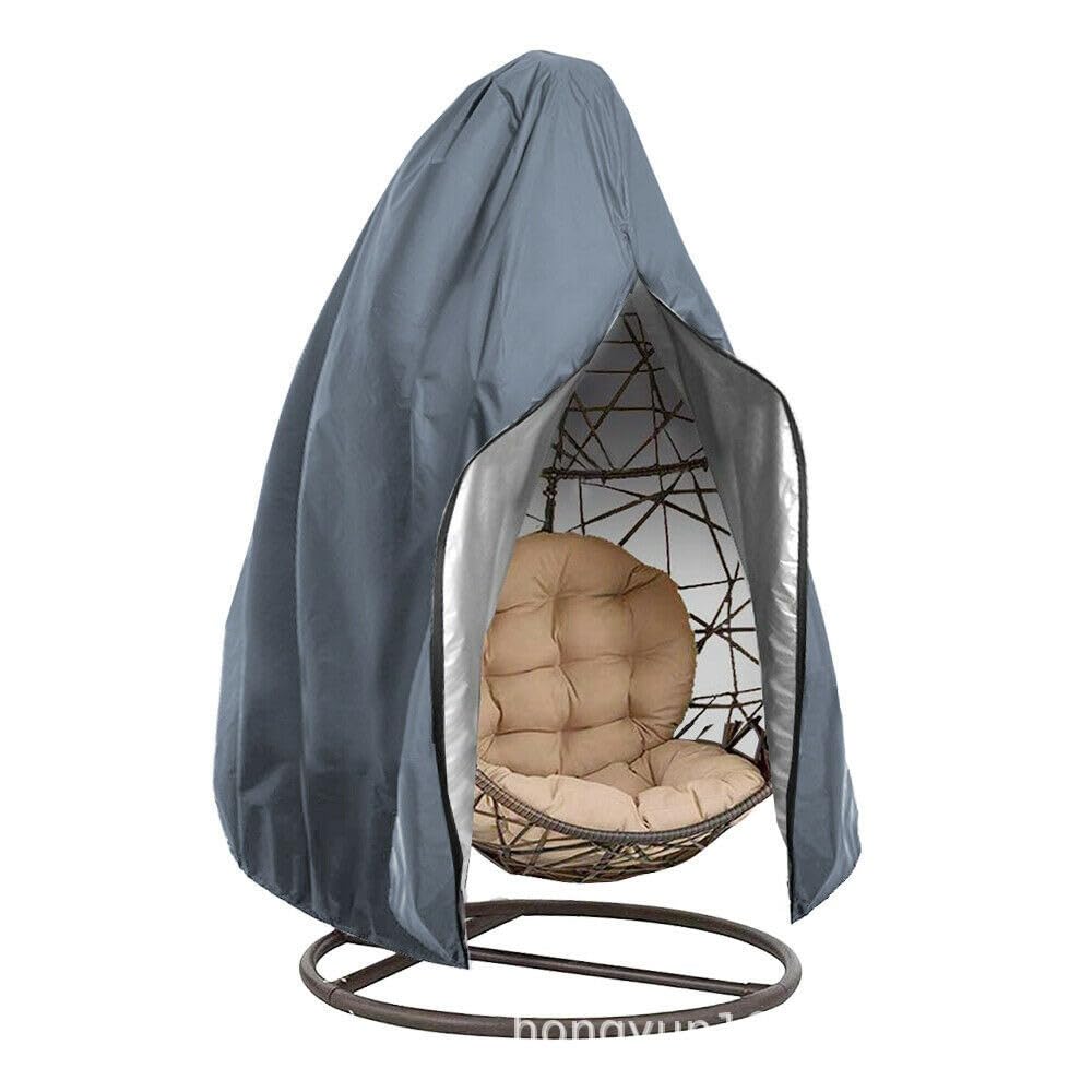 Hiseng Egg Chair Cover, Egg Chair Covers Waterproof With Zipper Double Egg Chair Cover Garden Patio Furniture Protector Patio Hanging Waterproof Covers for Outdoor (190x115cm,grey)