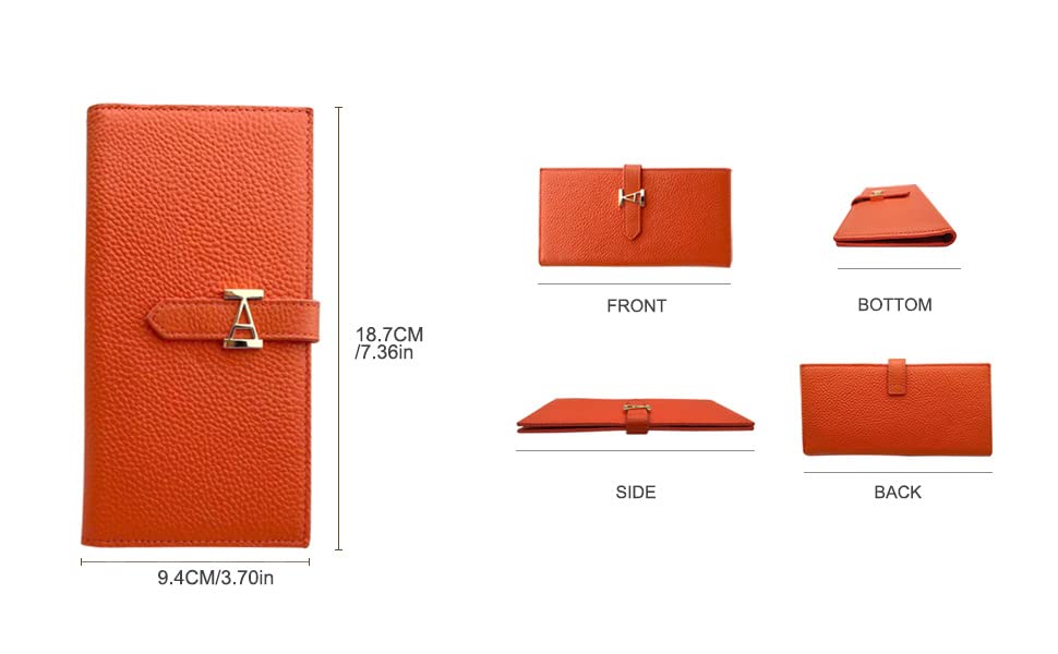 | Women Wallet | Soft Leather Designer Bifold | Multi Card Organizer Lady Clutch | Orange…3