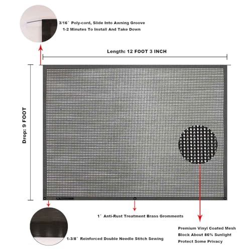 Image of RV Awning Mesh Sun Shade Screen for Motorhome Camper Trailer Sunshade