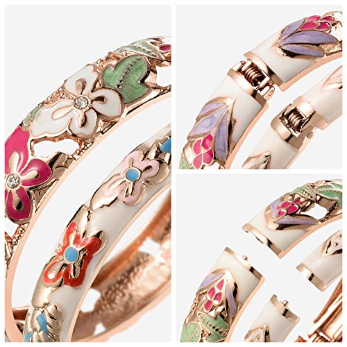 UJOY Fashion Cloisonne Bangle Jewelry Hollowed Handmade Butterfly Enamel Gifts Cuff Open Bracelet Bangles for Women Gilrs 88A09 white - Image 6