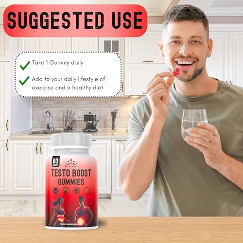 Testosterone Booster Gummies - Testosterone Supplements for Men - Vitamin D, Tribulus Terrestris Extract, Zinc, Maca Root - Testosterone Boosters Supplement for Normal Testosterone Levels - 60 Gummies - Image 6