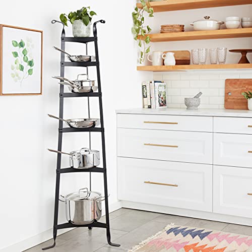 Old Dutch Matte Black Six Shelf Cookware Stand Kitchen Pot Rack, 20.75in