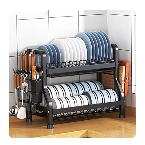Large Capacity Dish Drying Rack with Drainboard - Kitchen Counter, Utensil Holder Set - Space-Saving Dish Drainer for Efficient Drying and Storage