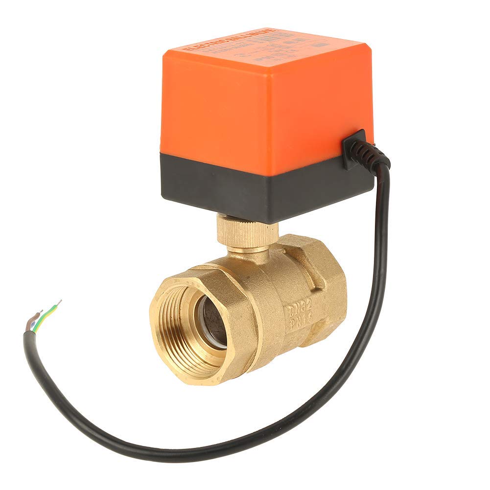 AC 220 V G1-1/4 DN32 Válvula de Bola Motorizada Eléctrica de 2 Vías de 3 Hilos con Control de 2 Puntos, para el Control del de Agua de Calefacción y Ventilación de Aire