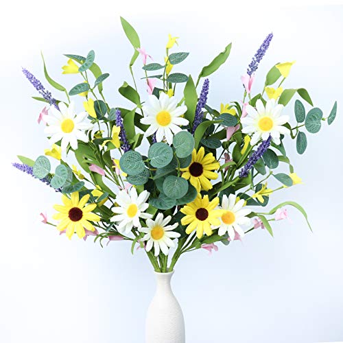 3 pack flower stems,artificial daisy lavender stems wit…