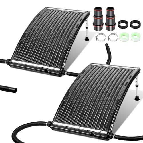 Bamgoten 2PCS 2026 Upgraded Solar Pool Heater, with Height-Adjustable Support Feet, Solar Water Heater for Above-Ground and Inground Pools, Includes 4 Adapters, 4 Hoses & Clamps, 4 Plumber Tapes