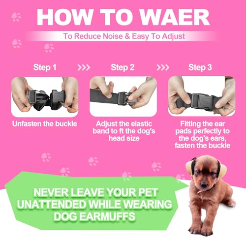 Image of PROHEAR Ungrade GEL Pads Dog Ear Muffs Hearing Protection for Dogs, NRR 28dB for Thunder, Hunting, Tourism,Medium - Pink