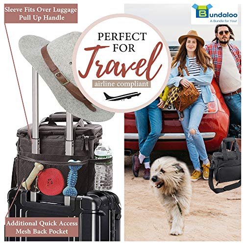 Bundaloo Dog Travel Bag Accessories Supplies Organizer 5-Piece Set with Shoulder Strap | 2 Lined Pet Food Containers, 2… - Image 5