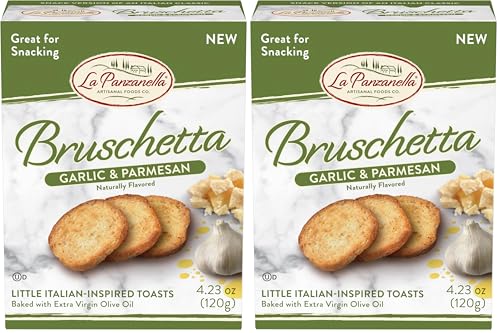 La Panzanella Garlic and Parmesan Bruschetta Crackers - Italian-inspired Toasts, For Soups, Dips,...