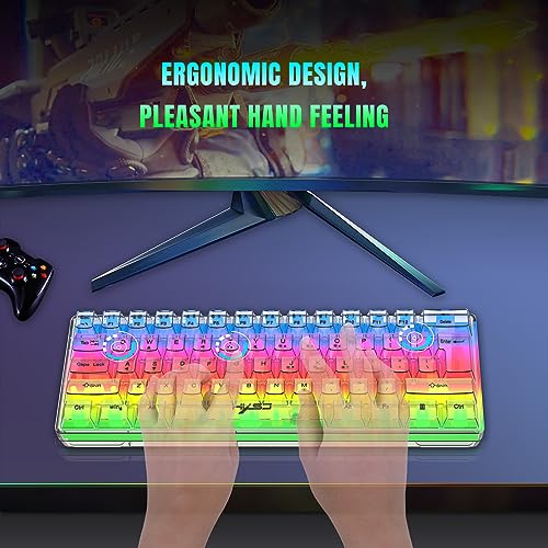 Teclado Transparente V700T de 61 Teclas Ergonómico con Cable USB para PC Windows 4