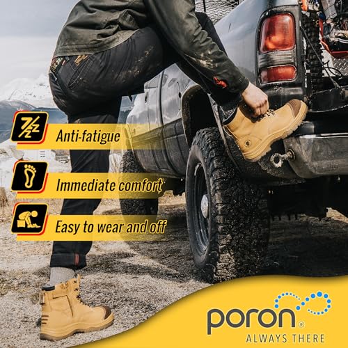 ROCKROOSTER Work Boots for Men,7 inch,Steel Toe,Side Zipper, Leather Shoes,Static Control, Breathable,Quick Dry(AK232Z -AK245Z3