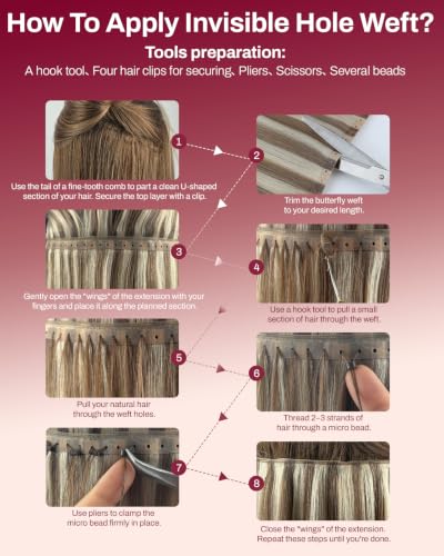 Image of Moresoo Butterfly Weft Hair Extensions Human Hair, Dark Ash Brown