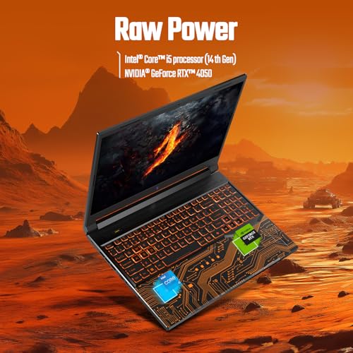 Image of acer Nitro V 16, Intel Core i5 14th Gen - 14450HX, NVIDIA GeForce RTX 4050-6GB, 16 GB RAM, 512 GB SSD, WUXGA IPS,16 inch /40.6 cm, 165 Hz, Windows 11 Home, Black, ANV16-71, Gaming Laptop