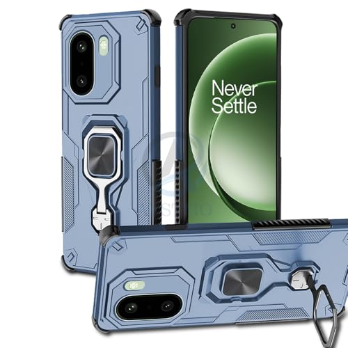 Image of AESTMO Armor Back Cover for OnePlus 15R 5G | Ring Holder & Kickstand & Camera Protection in-Built | 360 Degree Protection Back Case Cover (Blue)